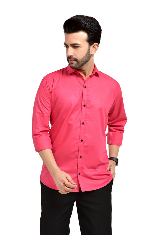 Pink Regular Fit Formal Shirt For Men's