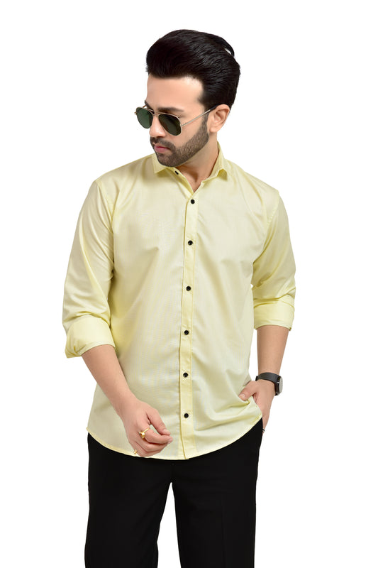 Yellow Regular Fit Formal Shirt For Men's