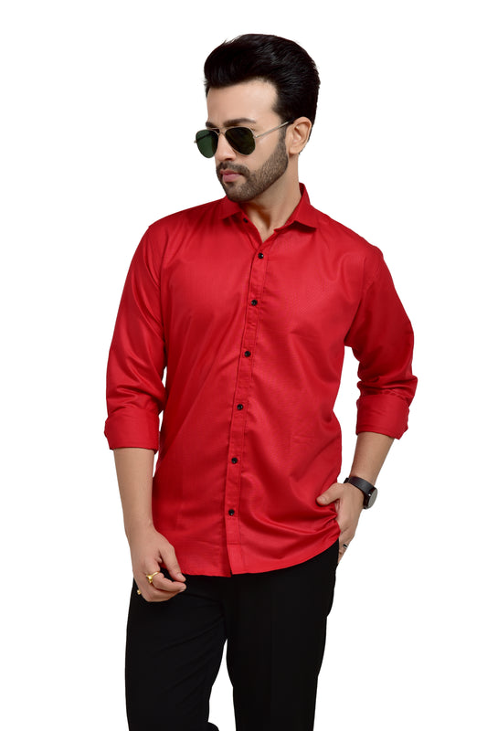 Red Regular Fit Formal Shirt For Men's