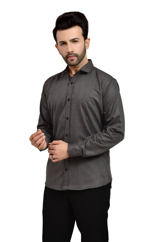 Grey Regular Fit Formal Shirt For Men's