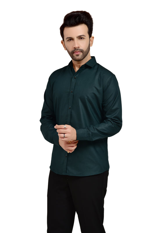 Green Regular Fit Formal Shirt For Men's