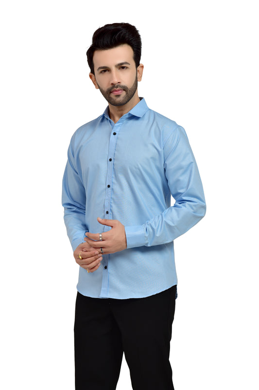 Sky Blue Regular Fit Formal Shirt For Men's