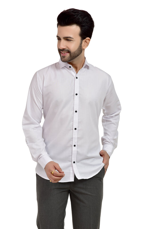 White Regular Fit Formal Shirt For Men's