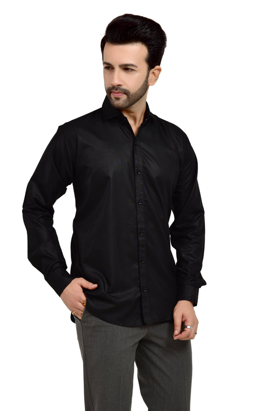 Black Regular Fit Formal Shirt For Men's